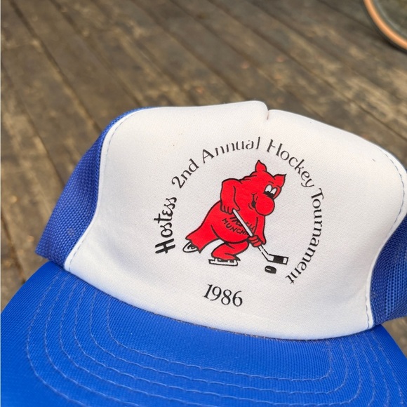 Vintage 1986 Hostess Hockey Tournament trucker hat mesh foam - Picture 2 of 6